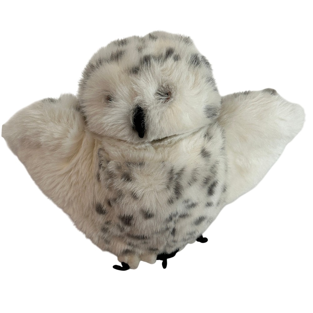 Folkmanis Snowy Owl Hand Puppet Plush White Grey Spotted 20 Inch Wingspan